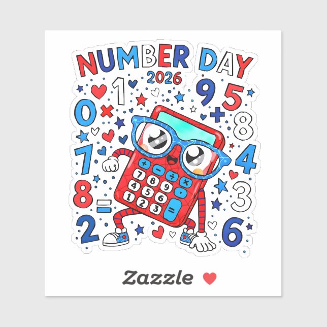 Number Day 2026 Cute Maths Sticker for Kids (Blatt)