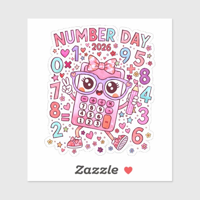 Number Day 2026 Cute Maths Sticker for Kids (Blatt)
