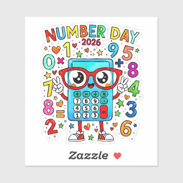 Number Day 2026 Cute Numbers Sticker for Kids (Blatt)