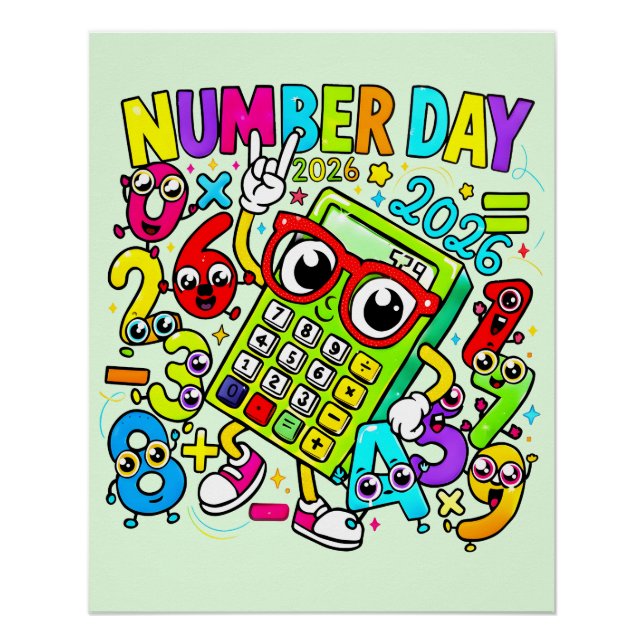 Number Day 2026 Maths Poster for Kids UK Classroom (Vorderseite)