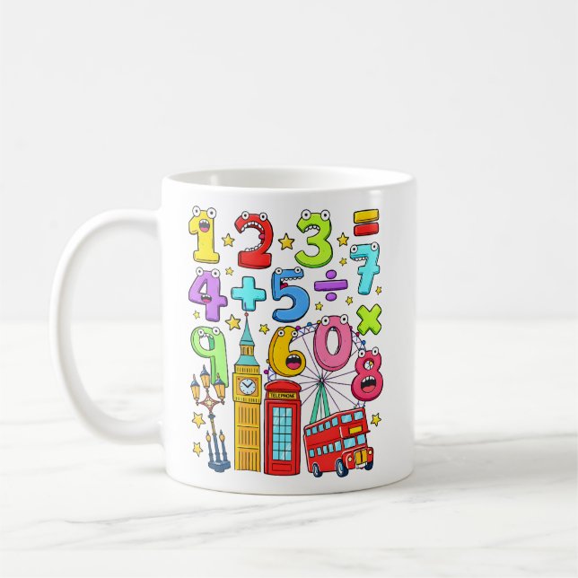 Number Day City Numbers Math Design for Kids Kaffeetasse (Links)