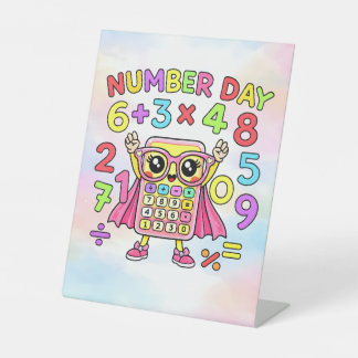 Number Day Cute Calculator Character Design Sockelschild