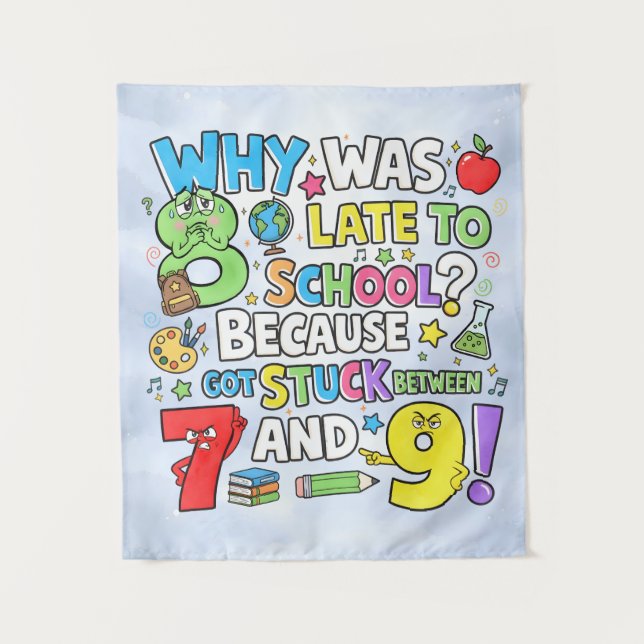 Number Day Funny Maths 7 8 9 Banner for Schools Wandteppich (Vorderseite)