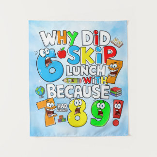Number Day Funny Maths 7 8 9 Banner for Schools Wandteppich