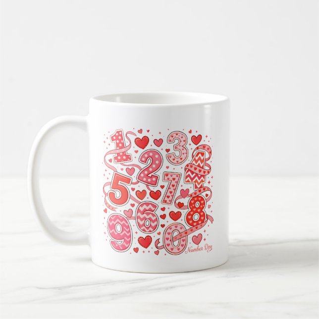 Number Day Heart Numbers Design for Kids Kaffeetasse (Links)