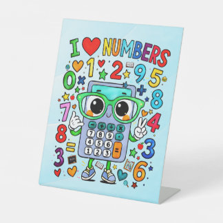 Number Day I Love Numbers Pedestal Sign for School Sockelschild