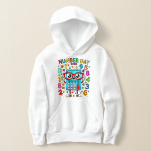 Number Day Kinder Hoodie Lustiger Mathe-Roboter
