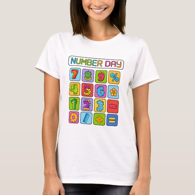 Number Day Math Icons Calculator T Shirt (Vorderseite)