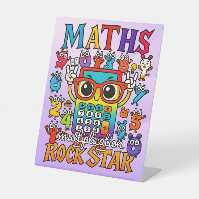 Number Day Maths Rockstar Pedestal Sign for School Sockelschild (Vorderseite)