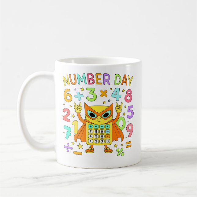 Number Day Owl Math Calculator Design for Kids Kaffeetasse (Links)