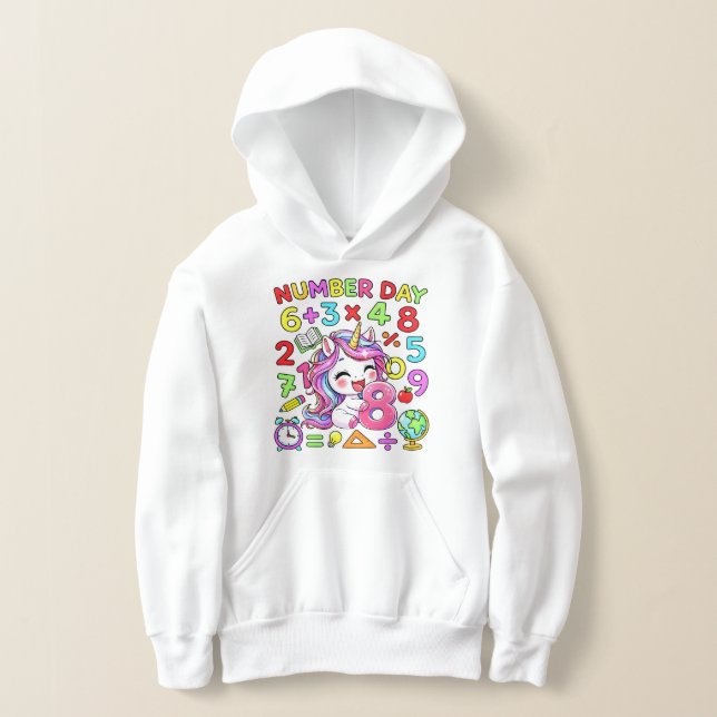Number Day Unicorn Math Numbers Hoodie (Ablage )
