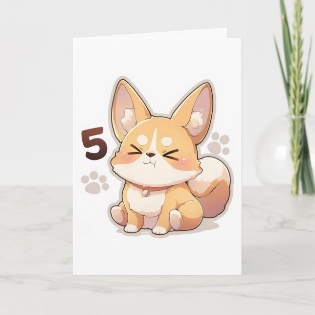 Number Five Anime Dog Feiertagskarte (Vorderseite)
