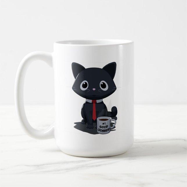 Number One Good Jobber Cat Mug Kaffeetasse (Links)