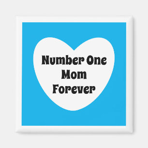 Number One Mom Cute Sky Blue White Heart Magnet