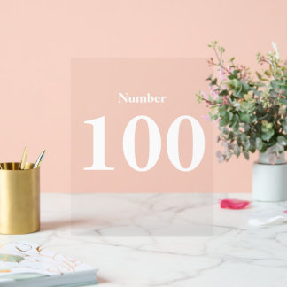 Number Simple Modern White Typografy text Acrylschild