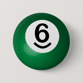 Number Six Green Pool Ball Button