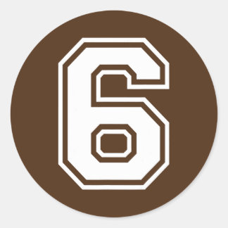 Number Sports 6 Varsity College Team Boy Girl 6th Runder Aufkleber