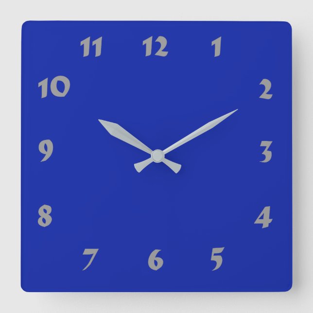 Numberable Royal Blue Clock Quadratische Wanduhr (Vorderseite)