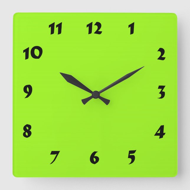 Numberbare Neon Bright Green Uhr (Vorderseite)