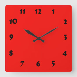 Numberbare Neon Bright Red Clock Quadratische Wanduhr