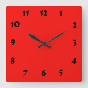 Numberbare Neon Bright Red Clock Quadratische Wanduhr