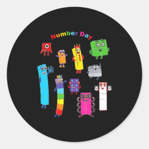 Numberblock-Nummerntag lustige glückliche Zahlen Runder Aufkleber