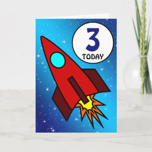 Numbered Birthday Rocket Ship Karte