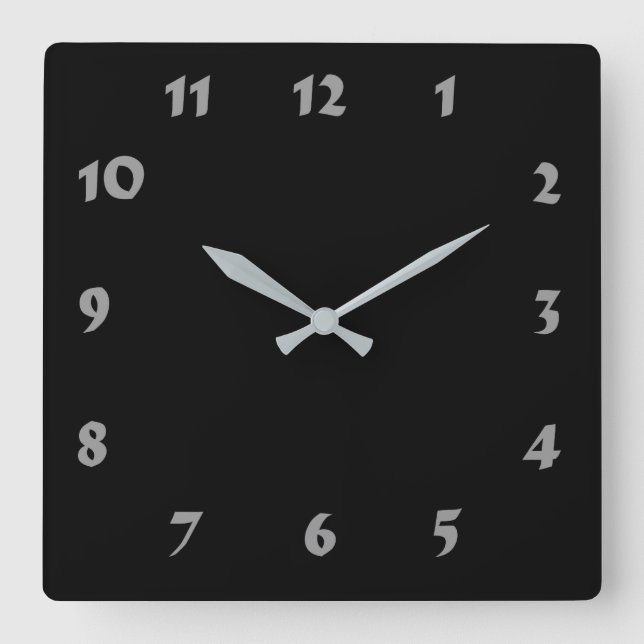 Numbered Black Clock Quadratische Wanduhr (Vorderseite)
