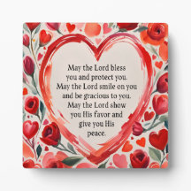 Numbers 6:24-26 Herzen- und Blumen-Wandschild