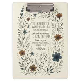 Numbers 6:24–26 Priesterlicher Segen Vintage Flora Klemmbrett