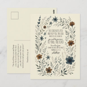 Numbers 6:24–26 Priesterlicher Segen Vintage Flora Postkarte
