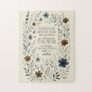 Numbers 6:24–26 Priesterlicher Segen Vintage Flora Puzzle