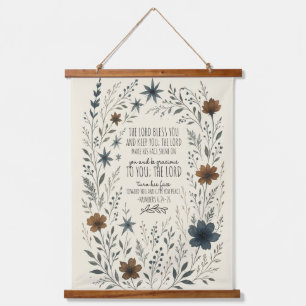 Numbers 6:24–26 Priesterlicher Segen Vintage Flora Wandteppich Mit Holzrahmen
