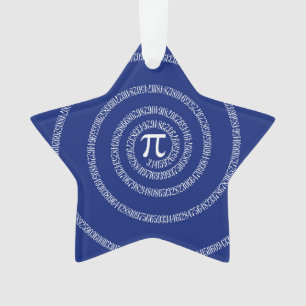 Numbers Spiral for Pi on Navy Blue Ornament