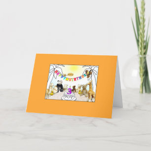 Numeral 3 Candle Animals Birthday Card Karte