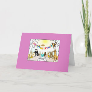 Numeral 9 Candle Animals Birthday Card Dankeskarte