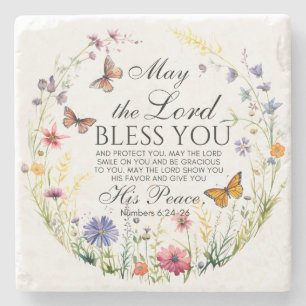 Numeri 6:24-26 Der Herr segne dich Wildblume Steinuntersetzer