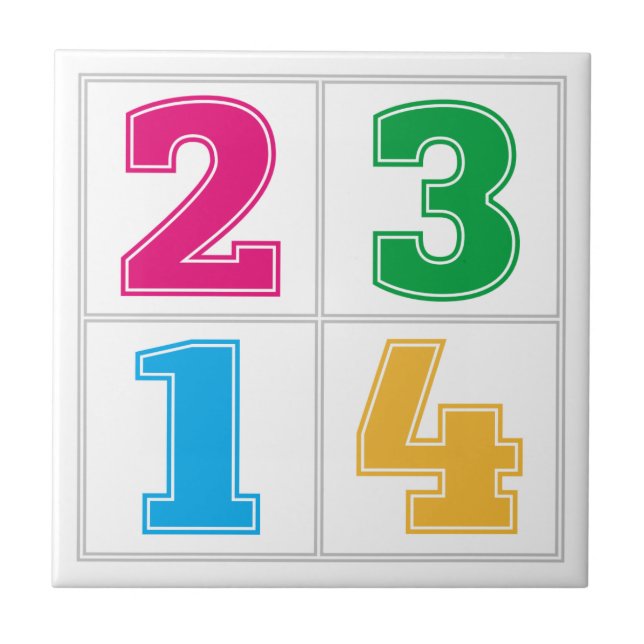 Numerische Reihe 1234 Fliese (Vorderseite)