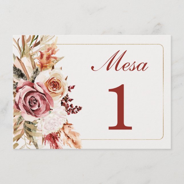 Numeros de Mesa para Bodas Menükarte (Vorderseite)