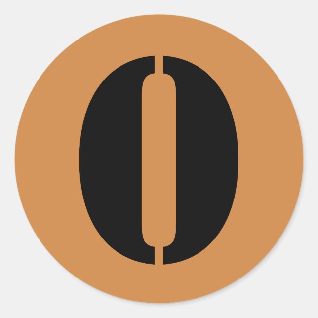 Nummer 0 Null Peru Gold Stencil Zahlen von Janz Runder Aufkleber (Vorderseite)