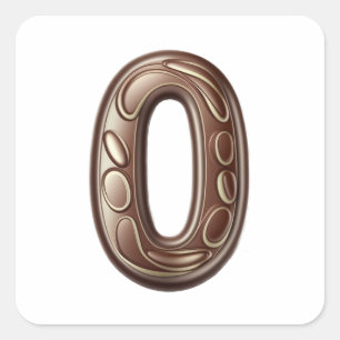 Nummer 0 Schokoladenaufkleber Quadratischer Aufkleber