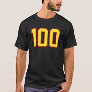 Nummer 100 Sports Jersey Fan Athlete Yellow Red Va T-Shirt