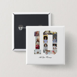 Nummer 10 Foto Collage Poster Button