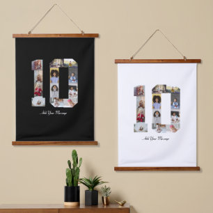 Nummer 10 Foto Collage Poster Wandteppich Mit Holzrahmen
