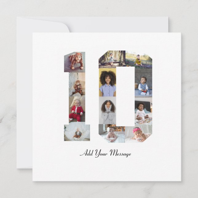 Nummer 10 FotoCollage Dankeskarte (Vorderseite)