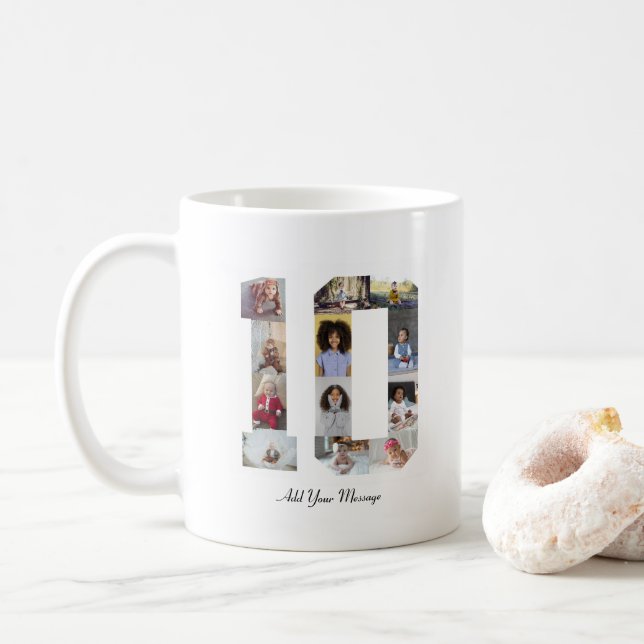 Nummer 10 FotoCollage Kaffeetasse (Mit Donut)