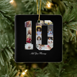 Nummer 10 FotoCollage Keramikornament