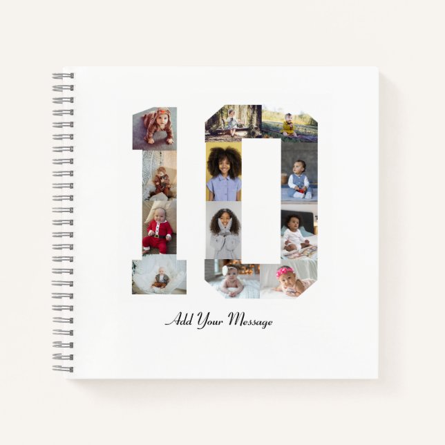 Nummer 10 FotoCollage Notizbuch (Vorderseite)