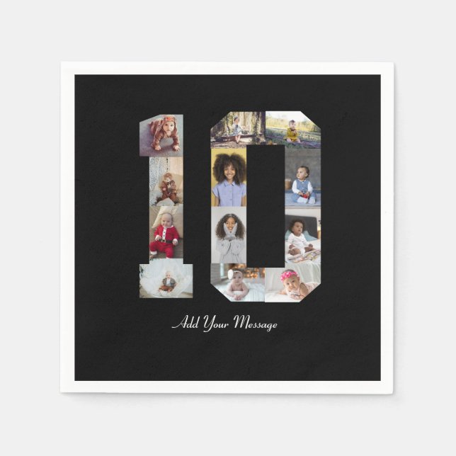 Nummer 10 FotoCollage Serviette (Vorderseite)