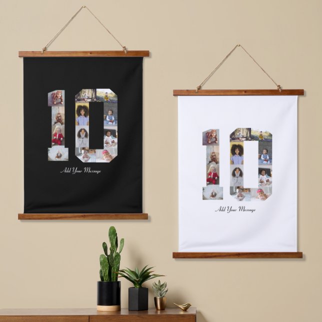 Nummer 10 FotoCollage Wandteppich Mit Holzrahmen (Asymmetrisch)